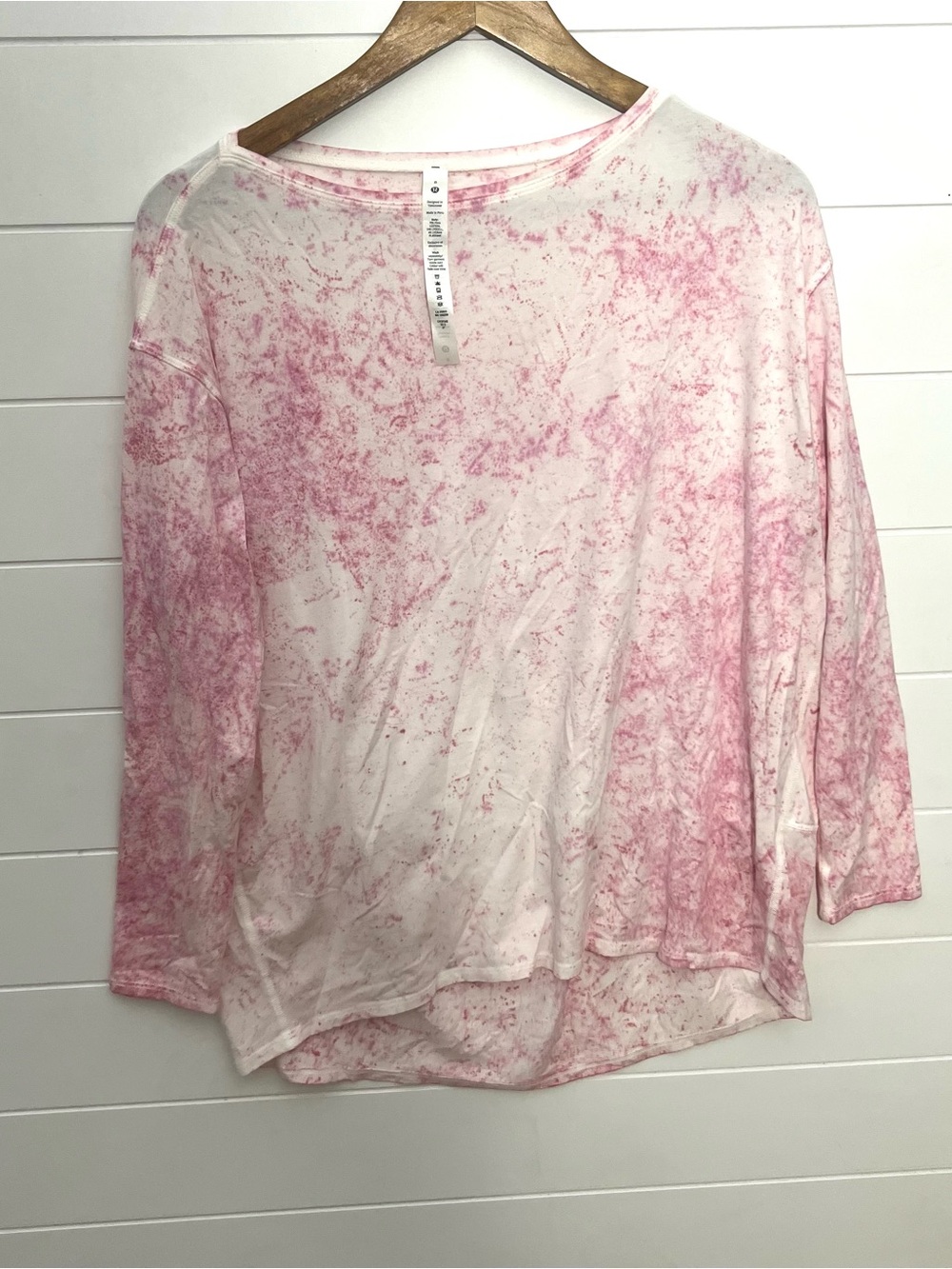 Lululemon Back in Action Long Sleeve Vitasea Pink Cirrus Wash Size 8